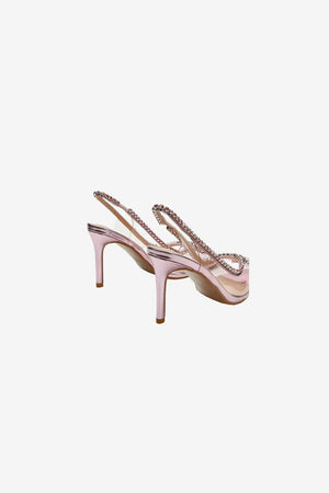 Rhinestone Pink Pointed Toe Stiletto Sandals - KissProm