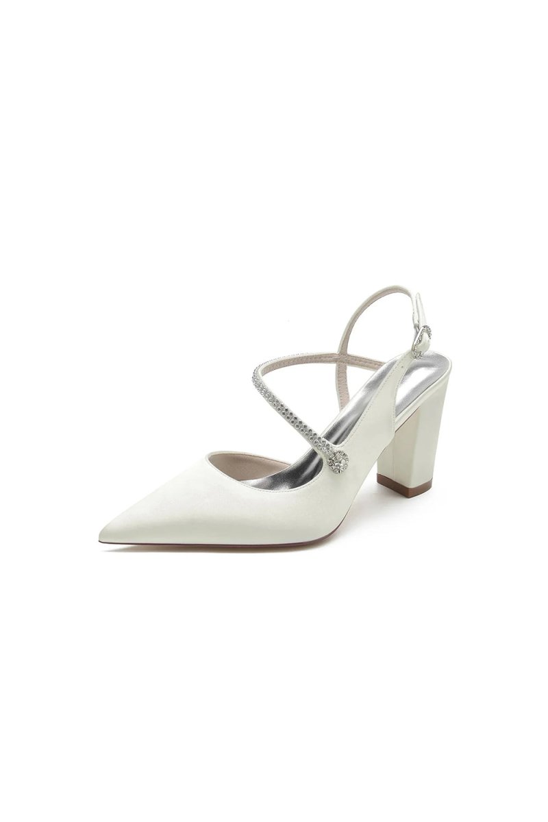 Rhinestone Strap Block Heel Sandals - KissProm