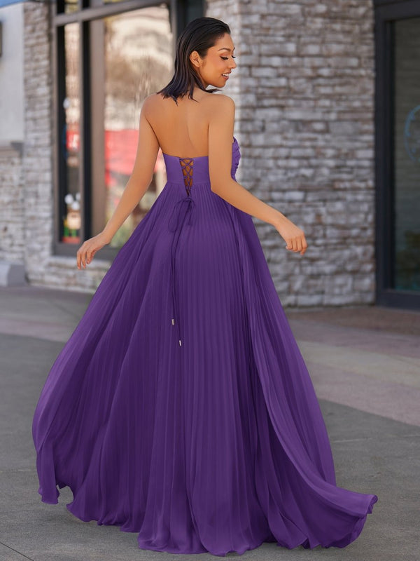 A Line Light Pink Sweetheart Chiffon Long Prom Dress – Prom Dresses by KissProm | Available at KissProm