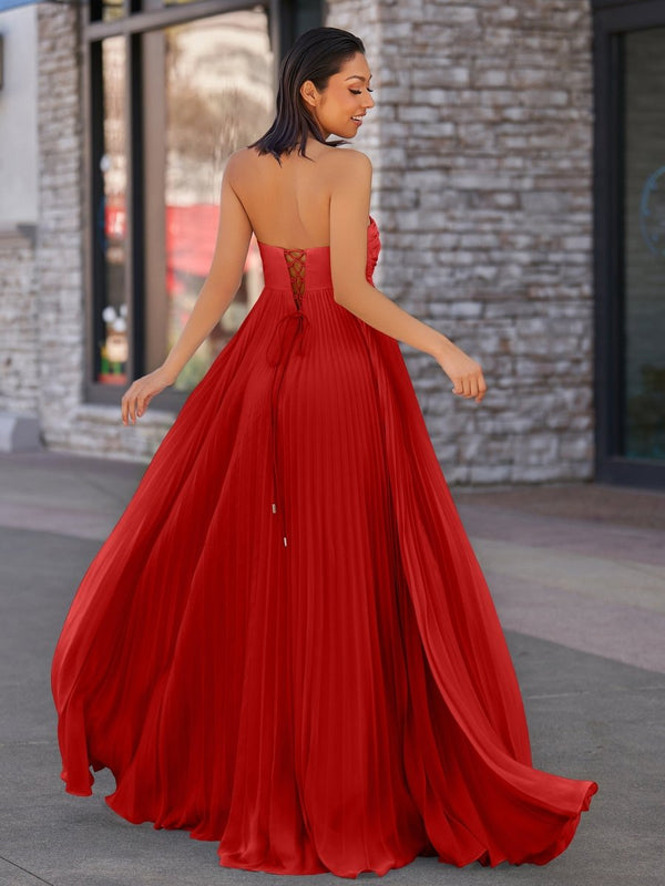A Line Light Pink Sweetheart Chiffon Long Prom Dress – Prom Dresses by KissProm | Available at KissProm
