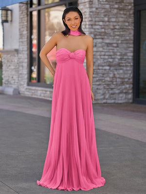 A Line Light Pink Sweetheart Chiffon Long Prom Dress – Prom Dresses by KissProm | Available at KissProm