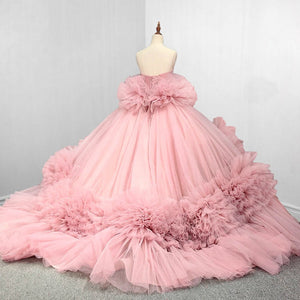Pink Strapless Sleeveless Ball Gown Corset Quinceanera Dresses
