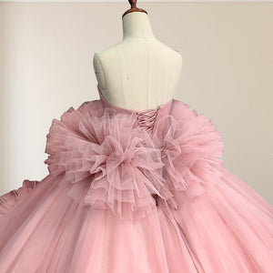 Pink Strapless Sleeveless Ball Gown Corset Quinceanera Dresses