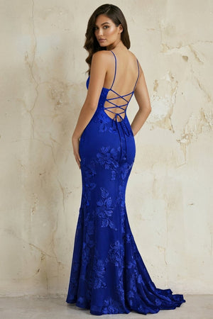 Sky Blue Spaghetti Straps Mermaid Tulle Long Prom Dresses With Appliques – Prom Dress by KissProm | Available at KissProm