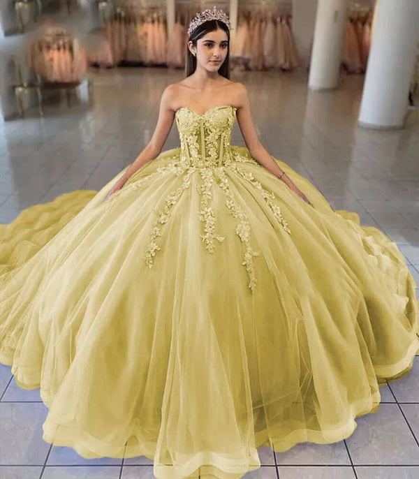 Sky Blue Ball-Gown Tulle 3D Flowers Sweetheart Quinceanera Dresses – Quinceanera Dresses by KissProm | Available at KissProm