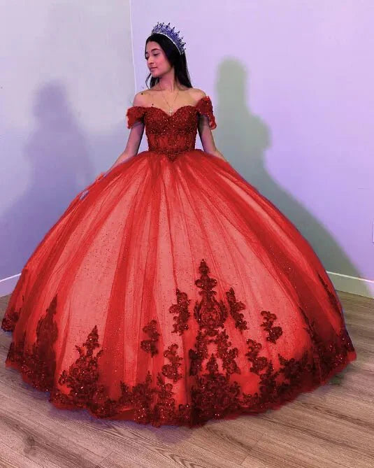 Fiora | Royal Blue Tulle Off the Shoulder Quinceanera Dress