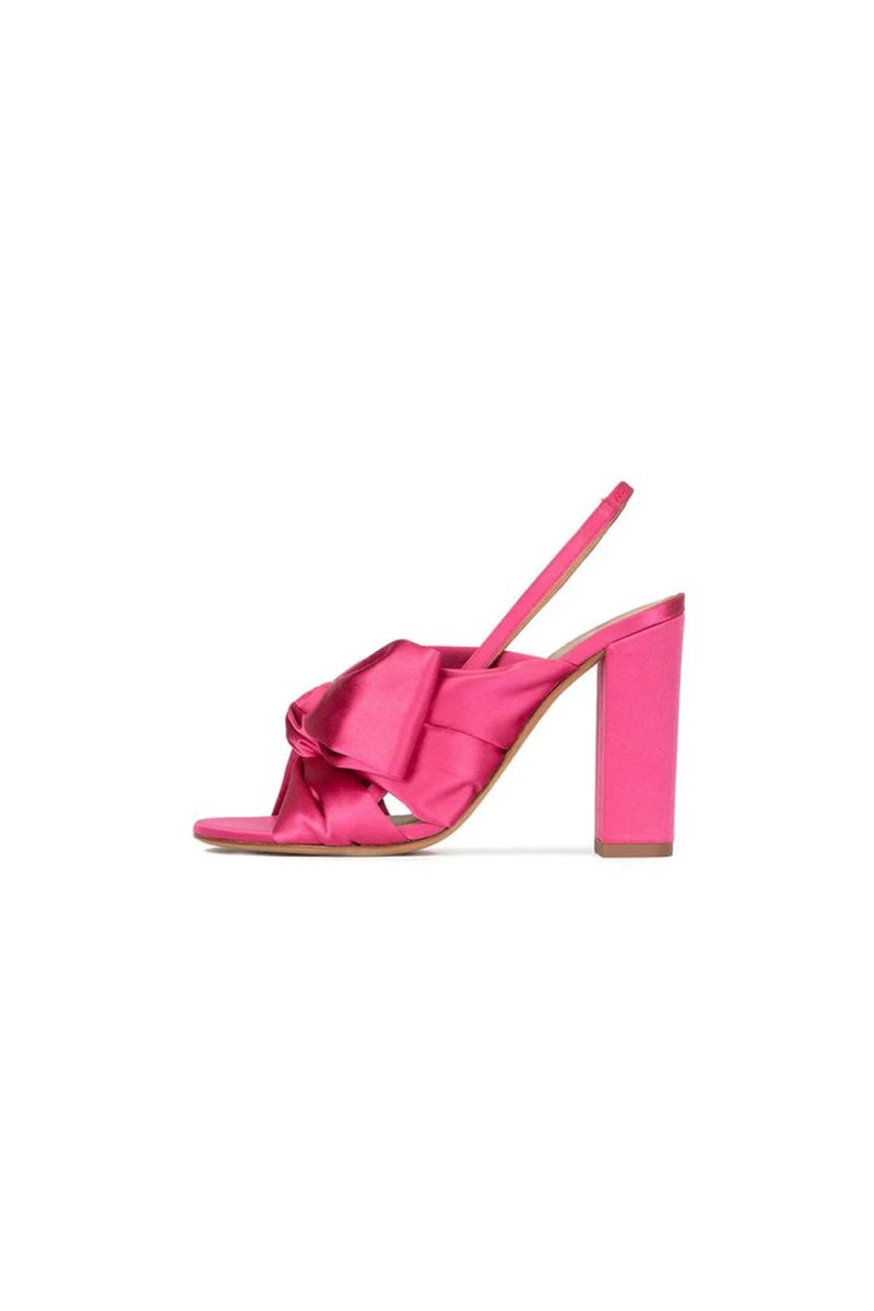 Satin Peep Toe Chunky Heel Outdoor Shoes With Bow - Knot - KissProm