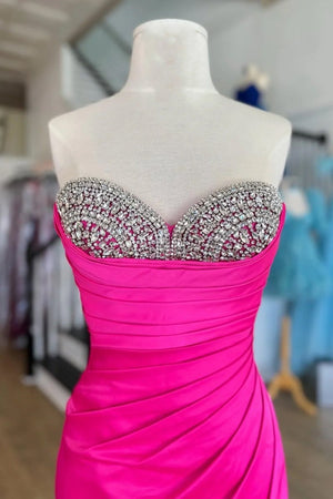 Silver Beaded Sweetheart Mermaid Long Formal Dress with Slit