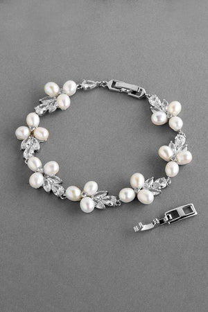 Silver Freshwater Pearl Bridal Bracelet - KissProm