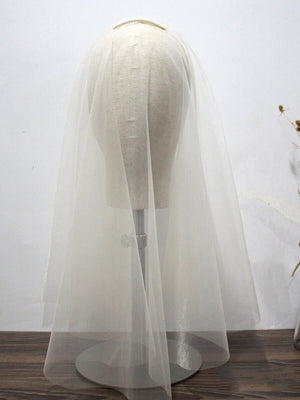 Simple Champagne Short Wedding Veils Blusher Veil - KissProm