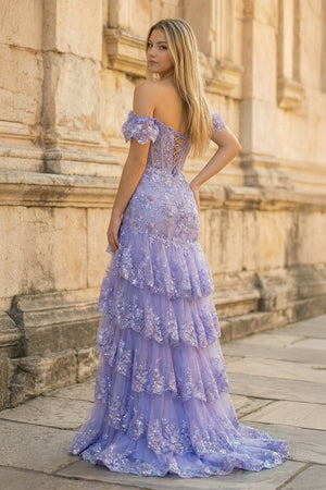 Sheath Off the Shoulder Long Lace Prom Dress (Lace-up Back) – Prom Dress by KissProm | Available at KissProm