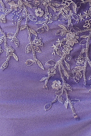 KissProm-Solstice Charming Mermaid V Neck Lavender Slit Prom Dresses with Appliques