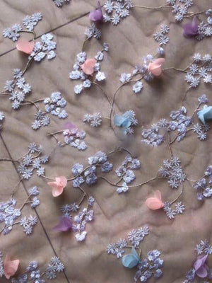 Spaghetti Strap 3D Flower Applique Sky Blue Prom Dresses Ball Gowns - KissProm