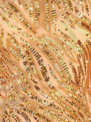 Eleri | Sparkly Sheath Spaghetti Straps Gold Short Homecoming Dress with Tassel