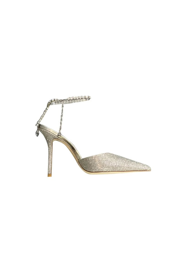 Off White Stiletto Ankle High Heel Sandals - KissProm