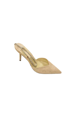 Off White Stiletto Ankle High Heel Sandals - KissProm