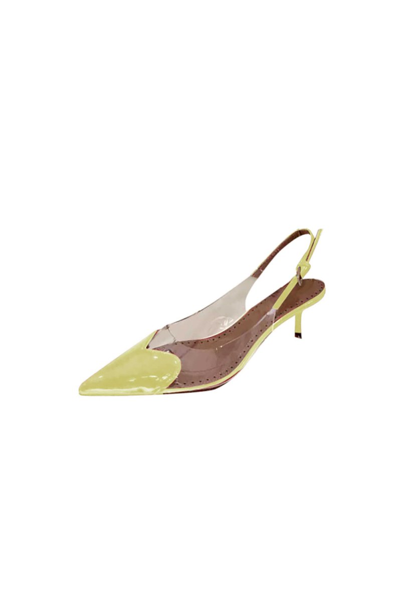 Yellow Stiletto Heel Mid Heel Sandals - KissProm