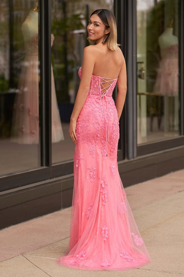 Mermaid Strapless Corset Lace Prom Dress with Slit – Prom Dress by KissProm | Available at KissProm