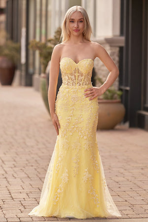 Mermaid Strapless Corset Lace Prom Dress with Slit – Prom Dress by KissProm | Available at KissProm
