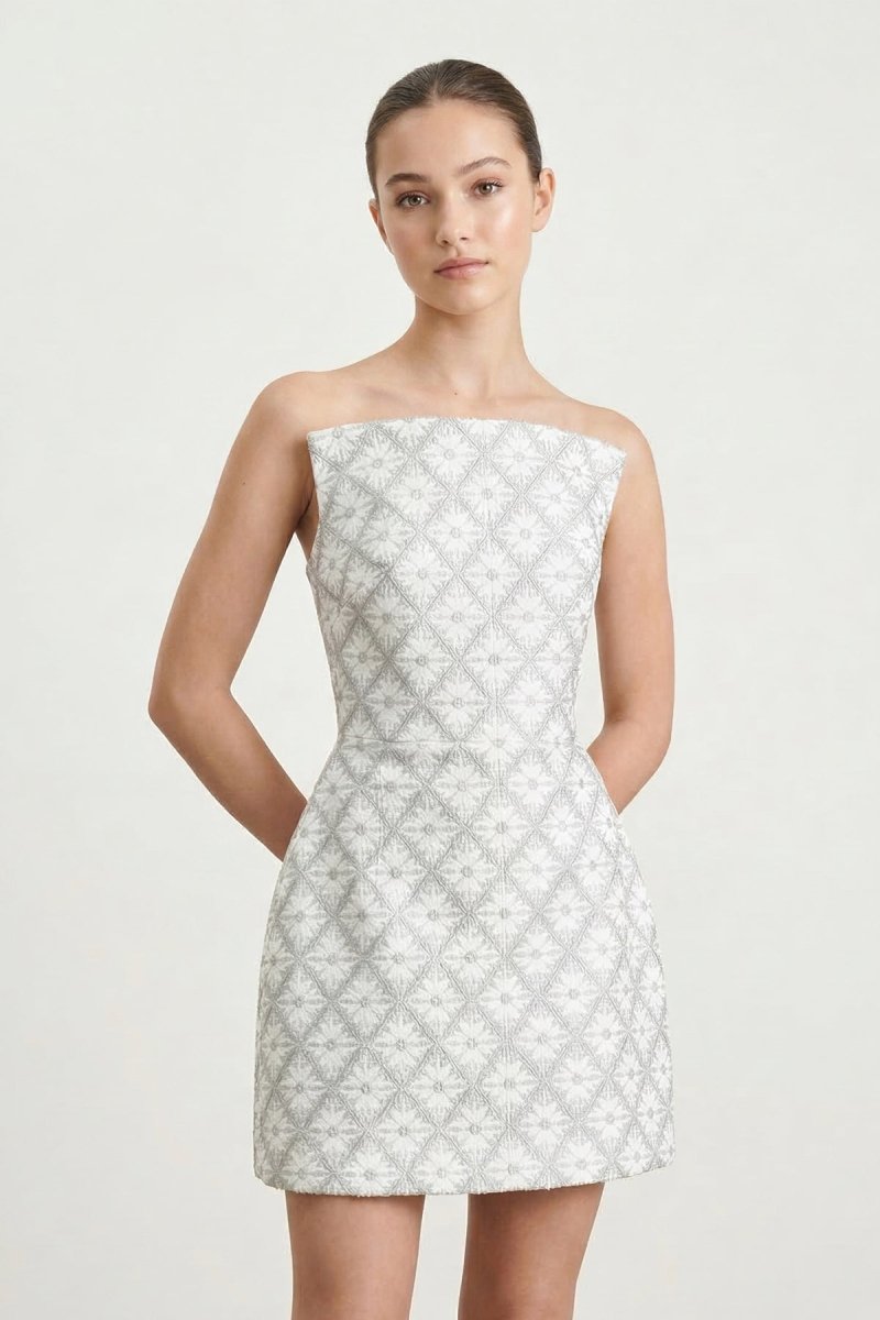 Strapless Crepe Sheath Graduation Dress - KissProm