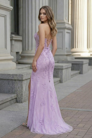 Mermaid Strapless Corset Lace Prom Dress with Slit – Prom Dress by KissProm | Available at KissProm