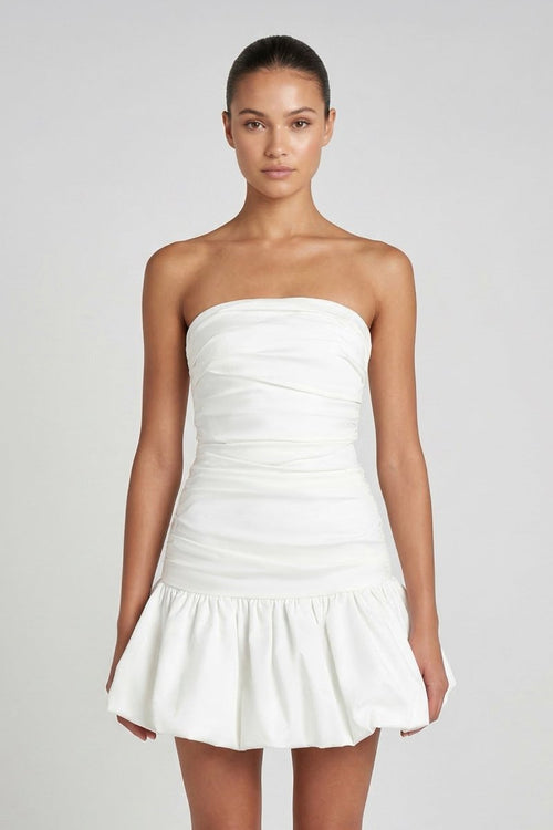 Strapless Ruched A-Line Graduation Dress With Ruffled – Graduation Dresses by KissProm | Available at KissProm