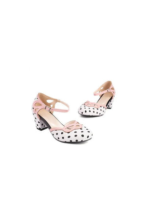 Stripe & Polka Dots Buckled High Heel Shoes - KissProm