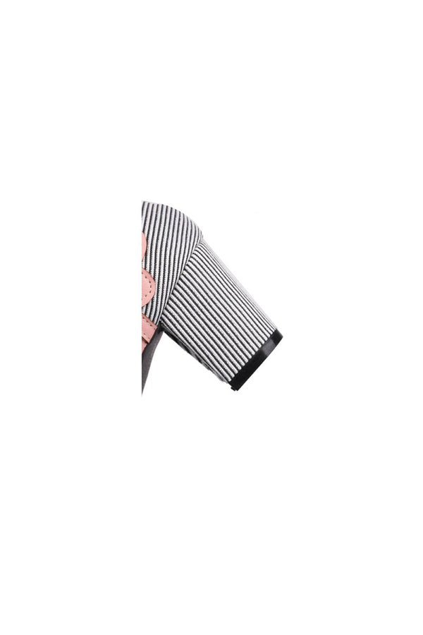 Stripe & Polka Dots Buckled High Heel Shoes - KissProm