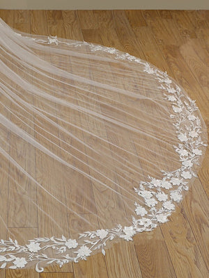 Stunning Flower Lace Cathedral Veil Bridal Veil Wedding Veil