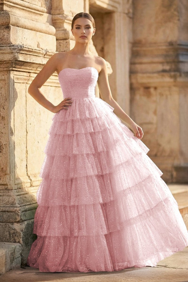 Mint Green Sweetheart Tulle Tiered A - Line Long Prom Dress with Slit - KissProm