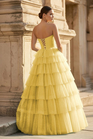 Mint Green Sweetheart Tulle Tiered A - Line Long Prom Dress with Slit - KissProm