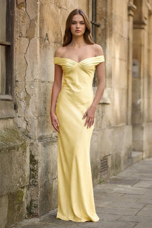Aqua Off The Shoulder Sheath Satin Long Prom Dress – Prom Dresses by KissProm | Available at KissProm
