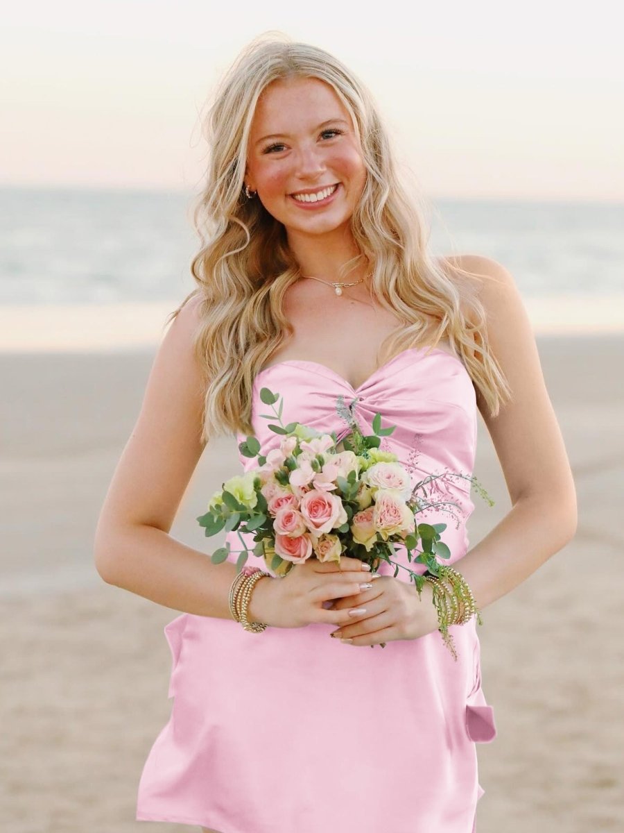 Talyra | Pink - Strapless A Line Short Homecoming Dress With Keyhole
