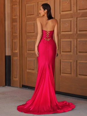 Glitter Mermaid Yellow Sweetheart Cut-out Long Prom Dress with Beading – Prom Dresses by KissProm | Available at KissProm