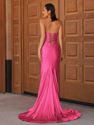 Glitter Mermaid Yellow Sweetheart Cut-out Long Prom Dress with Beading – Prom Dresses by KissProm | Available at KissProm