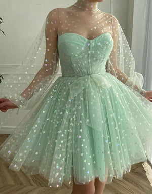 Gemma | A-Line Corset Homecoming Dress with Sleeves