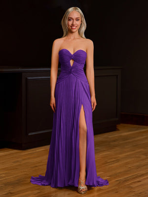 Sweetheart Keyhole Pleated A-Line Prom Dress – Prom Dress by KissProm | Available at KissProm