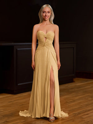 Sweetheart Keyhole Pleated A-Line Prom Dress – Prom Dress by KissProm | Available at KissProm