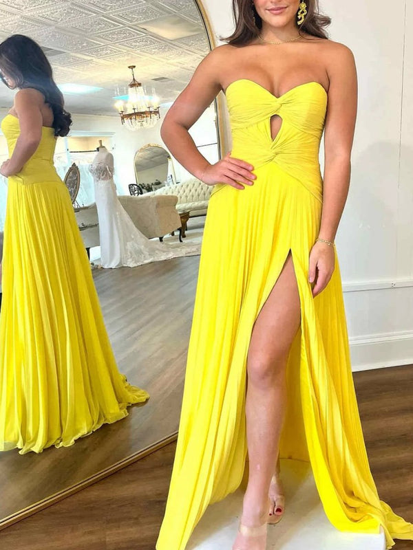 Sweetheart Keyhole Pleated A-Line Prom Dress – Prom Dress by KissProm | Available at KissProm