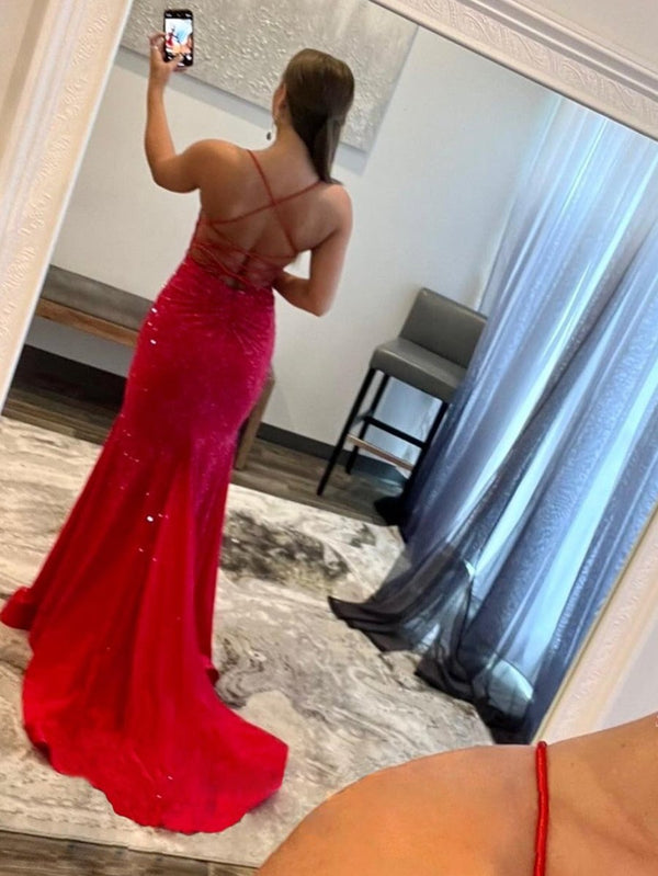 Mermaid V Neck Glitter Satin Prom Dress – Prom Dress by KissProm | Available at KissProm