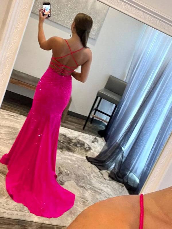 Mermaid V Neck Glitter Satin Prom Dress – Prom Dress by KissProm | Available at KissProm