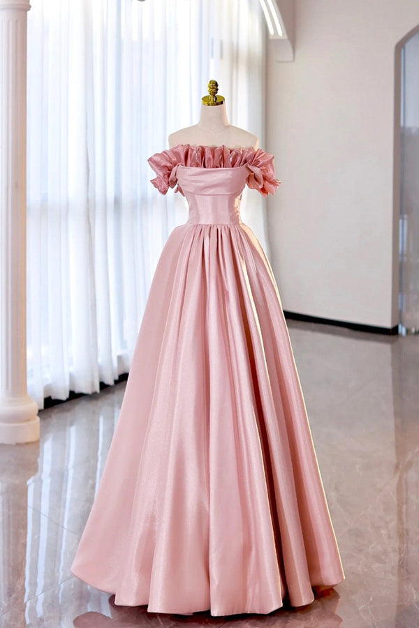 Milan | Burgundy Strapless Satin Long Prom Dress, A - Line Evening Party Dress - KissProm