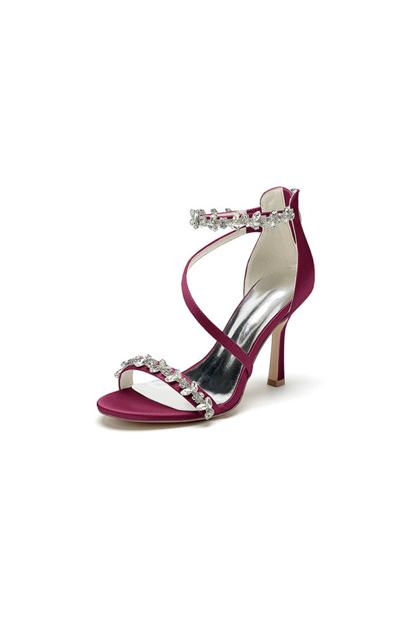 White Elegant High Heels with Crystal and Silver Accents - KissProm