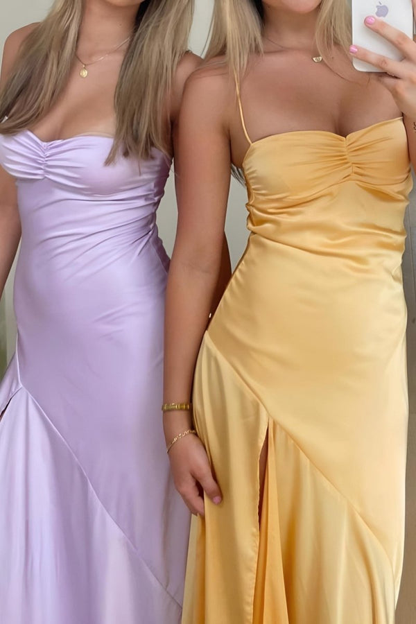 Spaghetti Straps Long Sheath Prom Dress With Split – Prom Dresses by KissProm | Available at KissProm