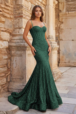 Mermaid Spaghetti Straps Sky Blue Sequins Prom Dresses - KissProm