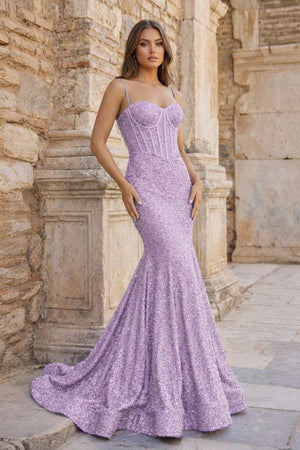 Mermaid Spaghetti Straps Sky Blue Sequins Prom Dresses - KissProm