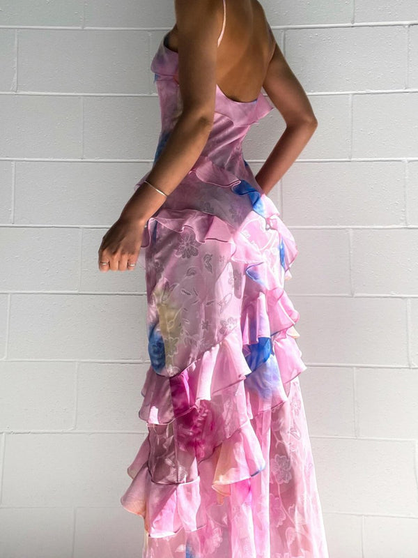 Yellow Spaghetti Straps Mermaid Long Prom Dress with Ruffles – Prom Dresses by KissProm | Available at KissProm